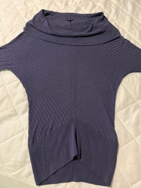 Express Vintage Cowl Neck Ribbed Knit Dolman Sleeves Sweater - Slate Blue